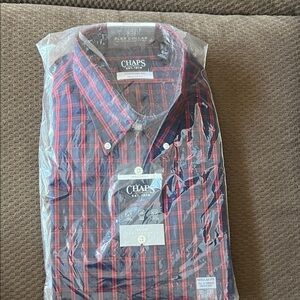 Chaps Men's Classic Red and Blue Checkered Shirt